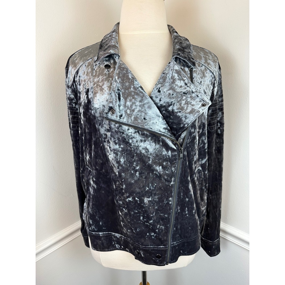 MELROSE & MARKET Nordstrom Grey Pewter Crushed Velvet Lightweight Moto Jacket 3X